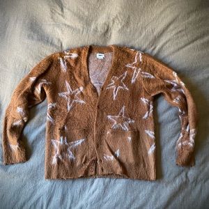 Obey Cardigan Brown Sweater with Stars